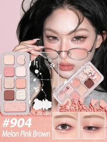 JILL LEEN 9-Color Eyeshadow Palette 901, Matte, Shimmer, Metallic Tones, Velvet Texture, Buildable, Rich Pigment Neutral Earthy Colors, Suitable For Daily Work, Date Night, Party - Nine-color Eyeshadow 904 - View 1