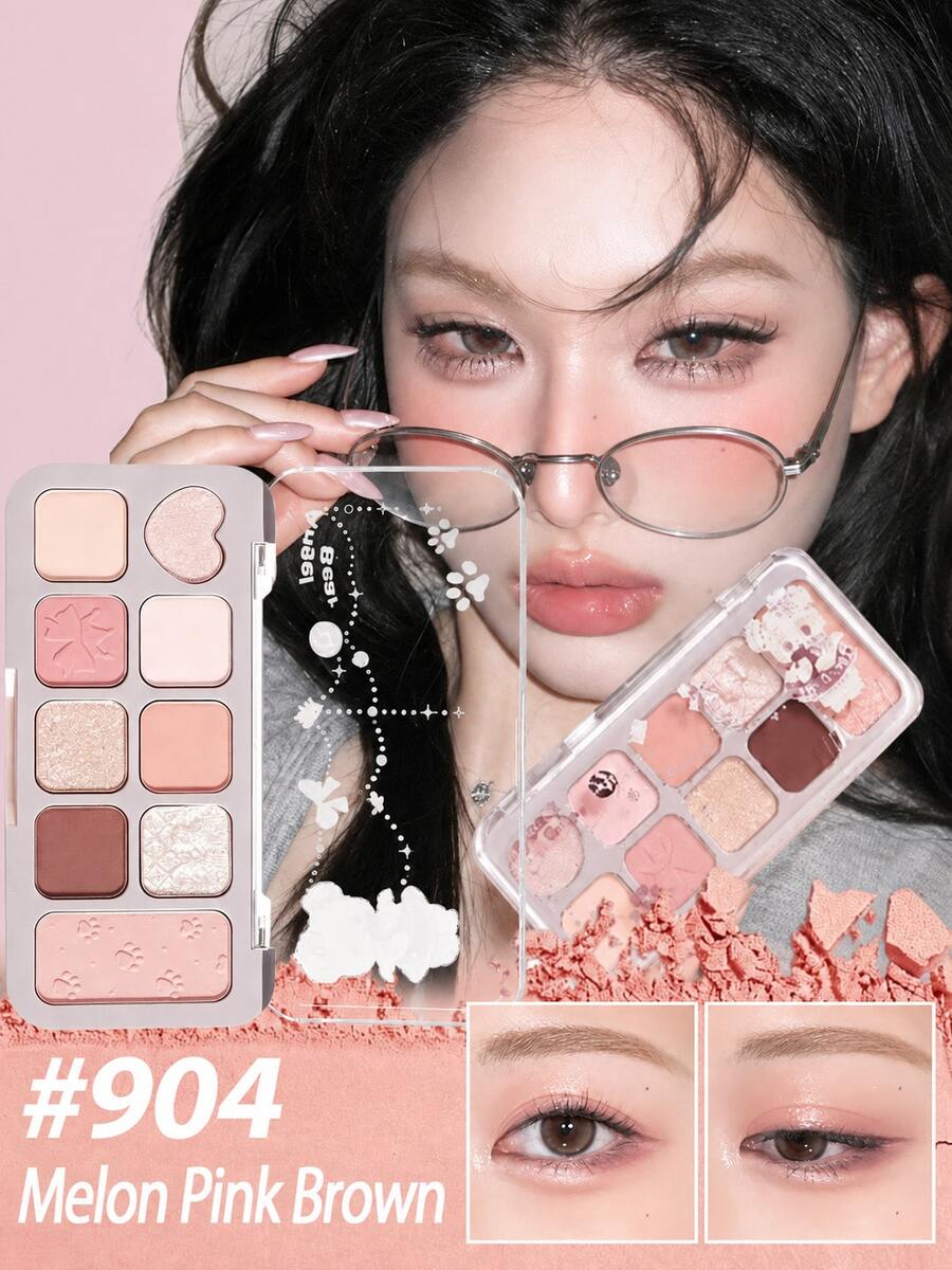 JILL LEEN 9-Color Eyeshadow Palette 901, Matte, Shimmer, Metallic Tones, Velvet Texture, Buildable, Rich Pigment Neutral Earthy Colors, Suitable For Daily Work, Date Night, Party - Nine-color Eyeshadow 904 - View 1