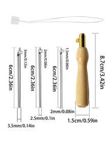 Wooden Handle Punch Needle Set, 3pcs Replaceable Silver Metal Needle Heads, Beginner-Friendly Russian Punch Embroidery Tools, Tapestry / Pillow / Home Decor / Holiday Gift Handmade Punch Embroidery Tools - Wooden Handle With 3 Needles - View 6