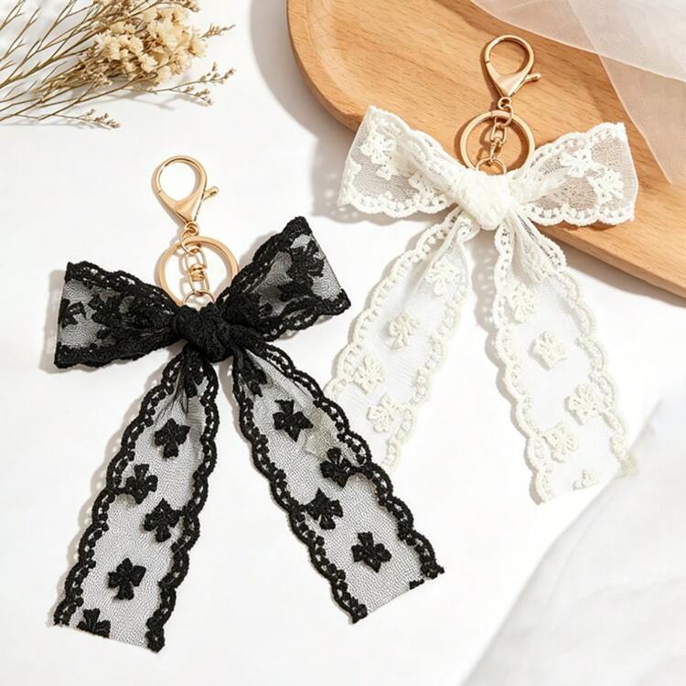 1 móc khóa treo nơ ren họa tiết hoa phong cách Bohemian tinh tế cho nữ, phụ kiện chìa khóa ô tô, phụ kiện trang trí túi xách và ví, quà tặng sinh nhật, quà lễ hội, quà tặng tiệc - Nhiều màu - Xem 2