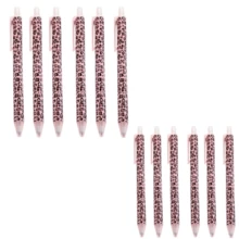 12pcs Pink Leopard Print Retractable Ballpoint Pens Set, Fashion 0.07mm Smooth Writing Office Stationery Set, Black Ink, No Cap, Multicolor Barrel, Gift For Men And Women - A - View 9