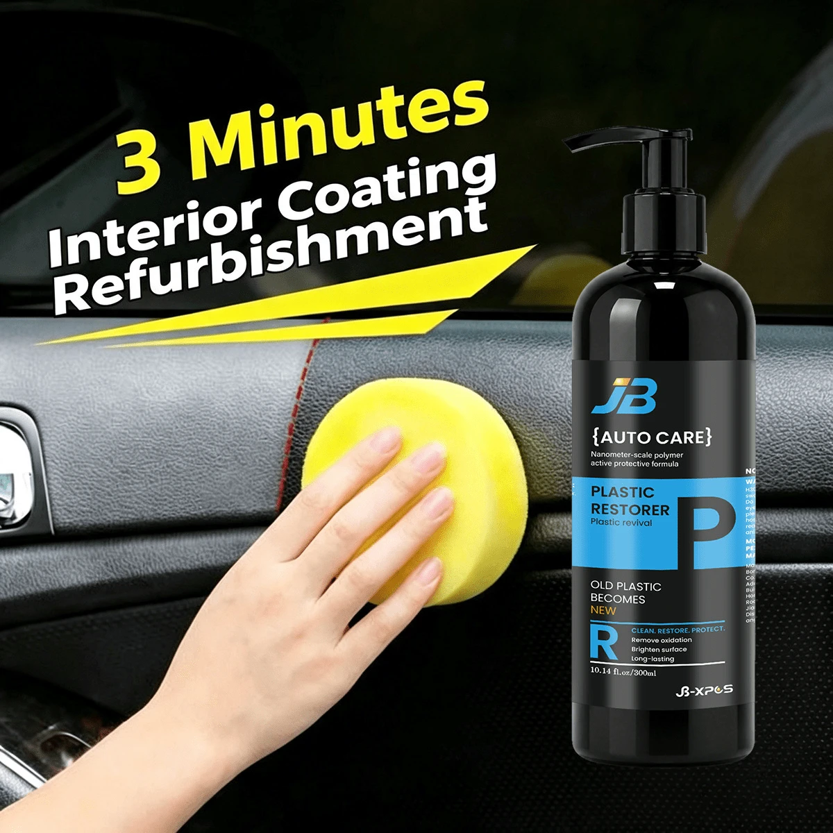 HGKJ 1pc 300ml Car Plastic Care Liquid, Pump Bottle Auto Surface ...