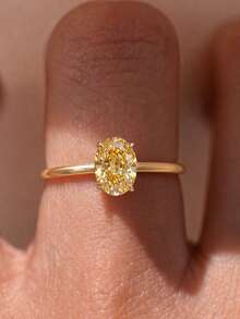 1ct/2ct/5ct 閃耀橢圓形訂婚戒指/結婚戒指，女款承諾戒指/永恆戒指，精緻珠寶禮物 - 金色 - 查看 4