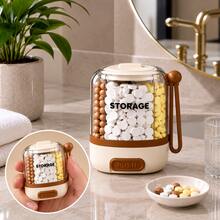 7-Day Push-Button Pill Box, Portable Round Weekly Medication Storage Container, 4-Compartment Design With Handle, Button-Style Pill Dispenser For Vitamins, Capsules, Tablets, Suitable For Travel, Home And Daily Use - View 11