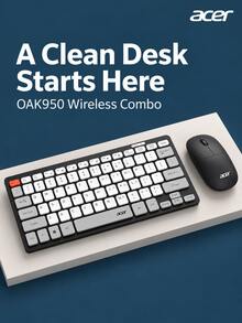 Acer OAK950 2.4G Dual-Mode Wireless Keyboard And Mouse Combo, Type-C Rechargeable, Digital Display, Silent, Multi-Level DPI, Multi-Device Switching, Compatible With Desktop, Laptop, And Tablet - View 3