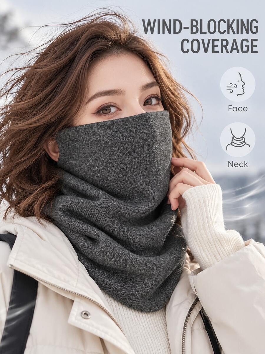 Women's Autumn/Winter Knitted Neck Warmer,Versatile Ear-Loop Face Mask,Versatile Autumn/Winter Essential,Warm, Easy-To-Wear, Ear-Loop Cold-Weather Protection,Thermal Neck Gaiter,Stylish Scarf, And Thickened Windproof/Cold-Resistant Mask For Cycling. - Multicolor - View 1