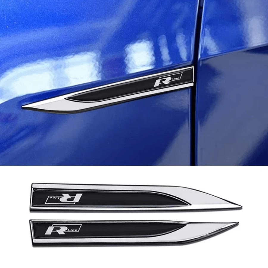 New 2pcs 3D Metal Rline R Line Logo Car Fender Side Wing Emblem Badge ...
