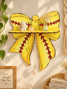 1pc Large Bow Wall Decor Shelf Cute Aesthetic Hanging Decoration Display Shelf Ornament With Creative Ribbon Shape Design Yellow Color Room Accent Floating Shelf Home Decoration Bedroom Living Space Wall Display Decor Holiday - Style 1 - View 3