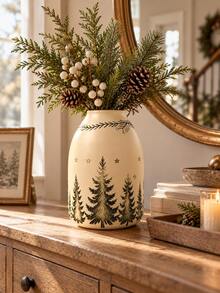 Christmas Forest Vase, Holiday Vase With Pine Tree Pattern, Christmas Table Centerpiece Decor For Living Room Dining Table Home Decoration - Selected Items - View 3