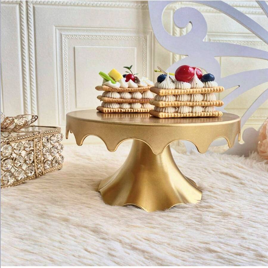 Acrylic 2D Flat Printed Simulation Craft Integrated Cake Stand And Cupcake Stand, Fruit Dessert Display Tray, Suitable For Baptism, Wedding, Birthday Party, Christmas And Other Occasions