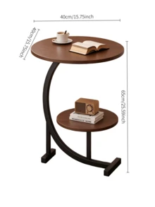 Round 2-Tier Side Table With Wood Grain Top And Curved Iron Frame, Sturdy And Durable. Dual-Layer Storage. Place Beside Sofas For Drinks And Books, Beautify Your Home. - Multiple Specifications - View 11