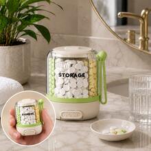 7-Day Push-Button Pill Box, Portable Round Weekly Medication Storage Container, 4-Compartment Design With Handle, Button-Style Pill Dispenser For Vitamins, Capsules, Tablets, Suitable For Travel, Home And Daily Use - View 13