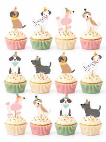 6/12pcs Dog Cupcake Toppers, Cute Puppy Theme Cupcake Picks, Dog Adoption Pet Theme Birthday Party Cake Decorations - Puppy - View 2