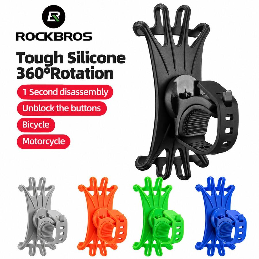 ROCKBROS 1pc Bicycle Phone Holder: Universal 360° Rotating Bicycle And Motorcycle Phone Mount, Fits Handlebars - Bicycle Accessories - Multicolor - View 1