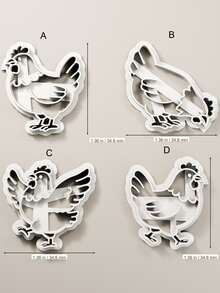 Chicken Clay Cutters For Earrings, Cute Polymer Clay Earring Cutter Mold, Wing And Tail Sculptural Shape, DIY Polymer Clay Earring Making Supplies - White - View 3
