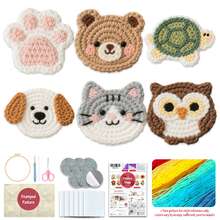 6pcs Coaster Set DIY Punch Needle Kit For Beginners – Includes Punch Needle, Yarn, Instructions, Hoop & Pre-Printed Fabric (Forest Animals). Creative Cup Decoration Or Gifting. 2D Printed Punch Needle Starter Kit - 6pcs - View 15