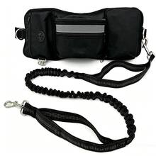 Pet Dog Leash With Multifunctional Waist Bag - Adjustable Waist Belt, Outdoor Sports, Walking, Jogging, Hands-Free Pet Leash - Elastic, Reflective, Suitable For Large, Medium And Small Dogs - Multicolor - View 1
