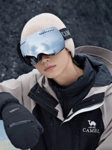 CAMEL CROWN Unisex Borderless Ski Goggles, Anti-Fog Double Curved Lens, HD Windproof Breathable Outdoor Snowboarding Goggles - Black Frame/Silver Lens - View 3