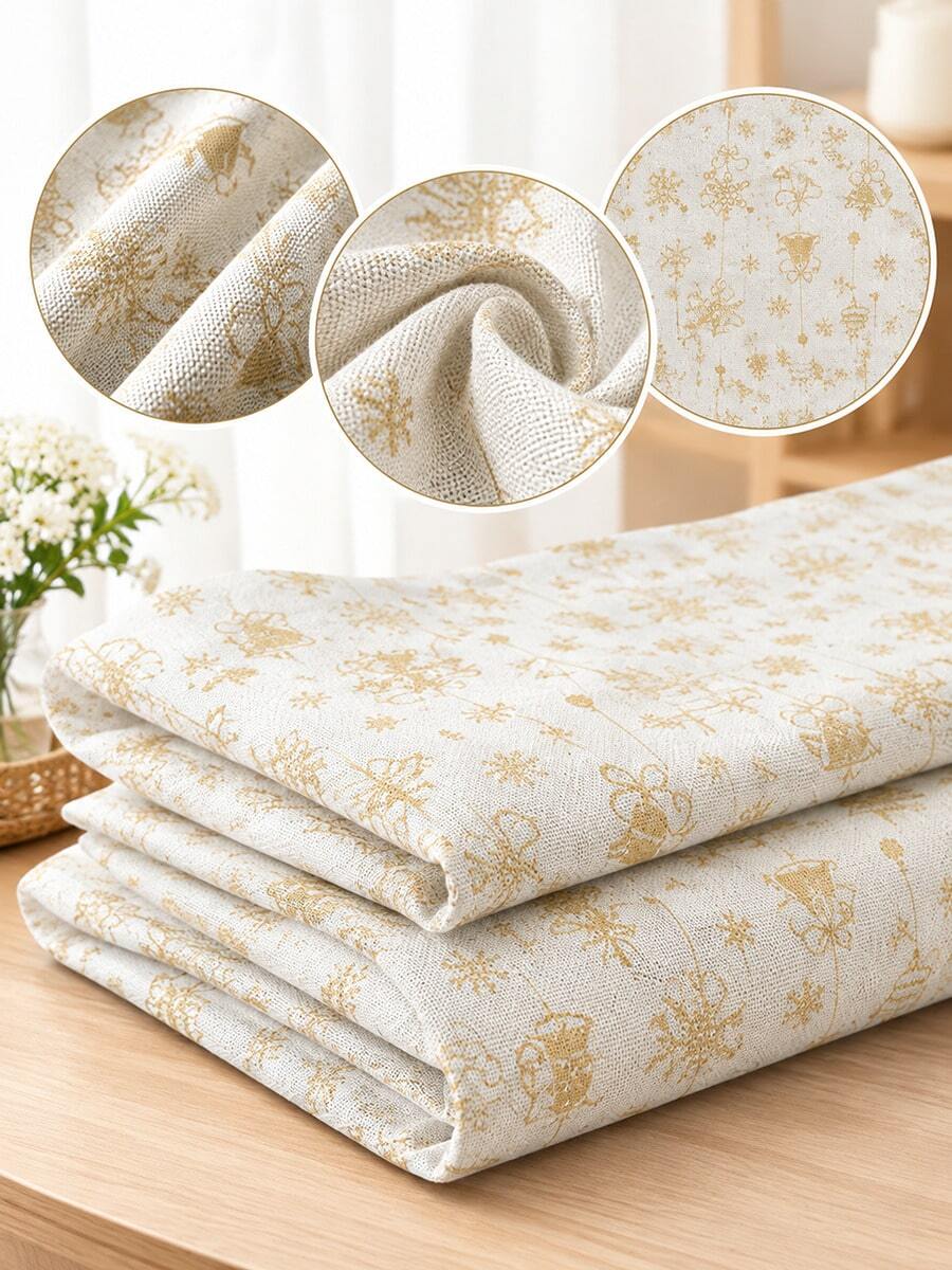 HHMC 1pc Christmas Indoor Decor Fabric, Printed Pattern, High-Quality Breathable Material, 150cm Wide, Suitable For Autumn/Winter, DIY Sewing Bags, Curtains, Cushions, Pillows, Tablecloths And Other Handmade Crafts - Multicolor - View 1
