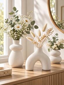 Bohemian Style 3-Piece Vase Set, Dried Flower Vase, Suitable For Reed Flower Home Decor; Modern Round Vase, Suitable For Living Room Coffee Table And Entryway, Also Can Be Used As Birthday Or Valentine's Day Gift. - Multicolor - View 12