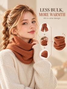 Women's Autumn/Winter Knitted Neck Warmer,Versatile Ear-Loop Face Mask,Versatile Autumn/Winter Essential,Warm, Easy-To-Wear, Ear-Loop Cold-Weather Protection,Thermal Neck Gaiter,Stylish Scarf, And Thickened Windproof/Cold-Resistant Mask For Cycling. - Multicolor - View 8