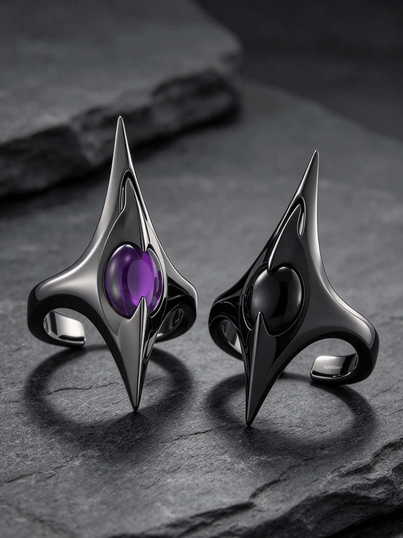 2pcs Cyber Dark Gothic Futuristic Geometric Spiky Finger Rings, Y2K ...