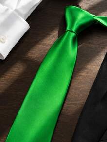 1pc Men's Satin Multi-Color Handmade Tie, Shirt Suit Collar Decoration Tie - Multicolor - View 4