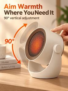 SOKANY A003 Desktop Space Heater, Portable Electric Heater For Home, Fast Heating With Adjustable Angle, Suitable For Bedroom, Living Room, Dormitory, Keeps Hands And Feet Warm - White - View 4
