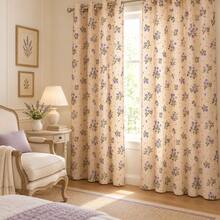 NOSBEI 2PCS Purple Blossom Print Faux Linen Sheer Window Panels, Grommet Curtain Panels, Cozy Home Decor, 52"W * 108"L - Multicolor - View 6
