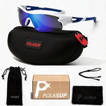 1pc POLASUP Fashion Geometric Sports Half-Frame Glasses, Suitable For Cycling, Running, Outdoor Activities, Includes Hard Shell Glasses Case, Storage Bag, Glasses Lanyard And Cleaning Cloth, Unisex Fashion Style - Multicolor - View 3