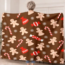 1PC Gingerbread Man Graphic Print Wearable Blanket-Soft And Comfortable For Both Men And Women, Perfect For Christmas Gifts, Winter Warmth, Leisure And Everyday Use - Multicolor - View 3