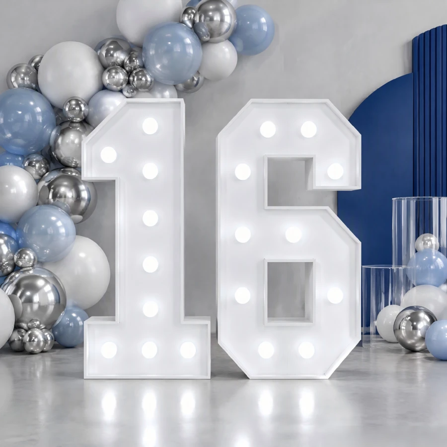 1pc 3ft/91.5cm/36in Illuminated Digital Marquee Frame With 0-9 KT Board, Plug-In KT Board With Stand, Party Decor Light, Birthday Party Anniversary Decoration - Cool Lighting - Multicolor - View 1
