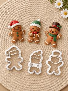 Gingerbread Clay Cutters For Earrings, Festive Polymer Clay Earring Cutter Mold, Beaded Round Frame Shape, Earring Making Supplies - White - View 1