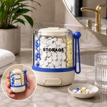 7-Day Push-Button Pill Box, Portable Round Weekly Medication Storage Container, 4-Compartment Design With Handle, Button-Style Pill Dispenser For Vitamins, Capsules, Tablets, Suitable For Travel, Home And Daily Use - View 10
