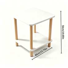 1pc Minimalist Side Table, White Tabletop With Natural Wood Solid Legs, Small Square Corner Table, Storage Side Table Beside Sofa, Suitable For Placing Sundries And Decorations In Bedrooms & Small Apartments. Tavolino Salotto Tavolino - Multicolor - View 8
