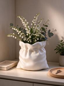 Ins Style Linen Fabric Planter Cover, Foldable Potted Plant Outer Sleeve, Indoor Balcony Plant Decor Soft Cover - Fabric Planter - View 5