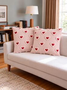 A BABY BOY New Love Theme Embroidered Jacquard Pillowcase, Perfect As Valentine's Day And Thanksgiving Gift, Made Of Soft And Comfortable Fabric, Size 18 X 18 Inches! (Pillow Insert Not Included) - Pink - View 1