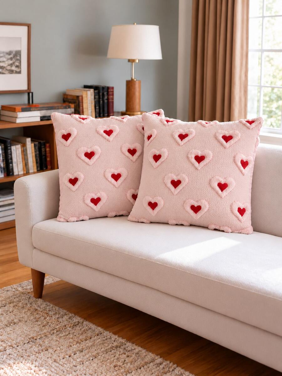 A BABY BOY New Love Theme Embroidered Jacquard Pillowcase, Perfect As Valentine's Day And Thanksgiving Gift, Made Of Soft And Comfortable Fabric, Size 18 X 18 Inches! (Pillow Insert Not Included) - Pink - View 1