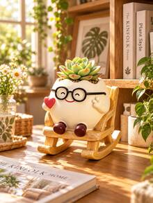 Cute Succulent Rocking Chair Planter - Fun Planter With Rocking Chair, Suitable For Home, Office, Shelf Or Windowsill As Adorable Desktop Decor, Unique Gift For Plant Lovers - C - View 4