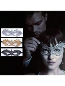 Adult Masquerade Mask, Rhinestone Satin Ribbon Style, Mysterious Fun Lace Mask, Couple Style, Men's And Women's Lace Headpiece And Costume, Christmas Mask, Halloween Mask - Black - View 7