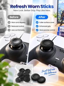 10pcs Controller Joystick Caps, Colorful TPU Joystick Replacement Covers, Anti-Slip Textured Analog Joystick Repair Caps, No Disassembly Required, Suitable For DualSense Game Controller Mushroom Joystick Caps, Gaming Accessories - View 5