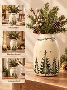 Christmas Forest Vase, Holiday Vase With Pine Tree Pattern, Christmas Table Centerpiece Decor For Living Room Dining Table Home Decoration - Selected Items - View 9