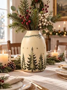 Christmas Forest Vase, Holiday Vase With Pine Tree Pattern, Christmas Table Centerpiece Decor For Living Room Dining Table Home Decoration - Selected Items - View 1
