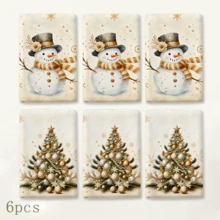 2pcs Light Beige Luxury Christmas Gold Christmas Tree & Snowman Print Kitchen Towels, Suitable For Kitchen, Bathroom, Toilet Holiday Kitchen Decor, Winter Home Decoration, Christmas Gift Set - Multicolor - View 12