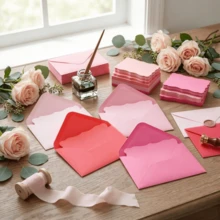 40/100pcs Mini Pink Wavy Edge Envelopes, 10X7cm Small Gift Envelopes, Suitable For Cards, Wedding Invitations, Gift Cards, Crafts, Birthday Parties, Thank You Cards - A - View 4