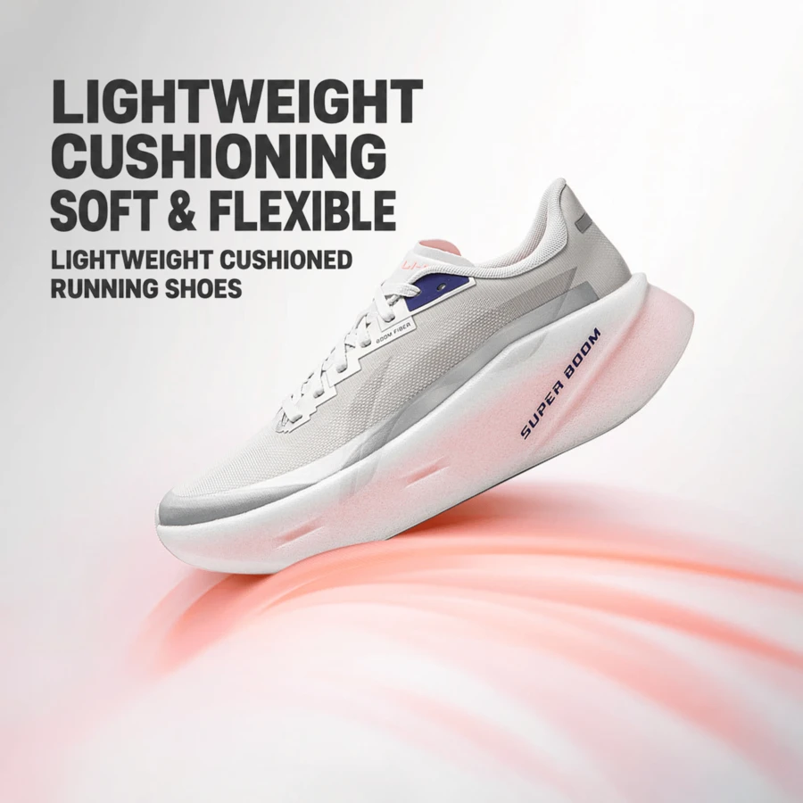 Sepatu Lari Wanita LI-NING CHAOYING PRO Ringan dengan Bantalan Rebound Tinggi ARBW004 - Kristal kapur/perak - View 1