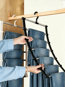 Multi-Layer Pants Rack - Space-Saving Foldable Design, Helps Efficiently Organize Your Wardrobe; Suitable For Jeans, Leggings And Casual Pants Plastic Multi-Layer Pants Rack; Features Non-Marking Anti-Slip Storage Function, Easy To Assemble; Ideal For Holiday Preparation And Seasonal Wardrobe Organization; Home Decor Closet Organizer Closet Organizer And Storage - Multi-color 2 - View 3