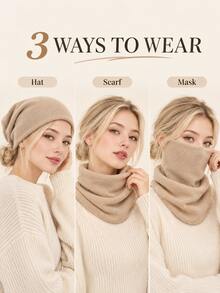 Women's Autumn/Winter Knitted Neck Warmer,Versatile Ear-Loop Face Mask,Versatile Autumn/Winter Essential,Warm, Easy-To-Wear, Ear-Loop Cold-Weather Protection,Thermal Neck Gaiter,Stylish Scarf, And Thickened Windproof/Cold-Resistant Mask For Cycling. - Multicolor - View 4
