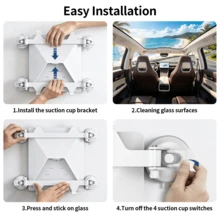 Suction Cup Dash Mount For Starlink Minifor Dashboard & Windshield For Most Vehicles, Satellite Mounting Kit, Accessories For RV, Truck, Boat & Road Trips (4 Suction Cups Dual-Bracket Mode ) - A - View 6