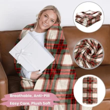 1PC Green And Red Plaid Print Wearable Blanket-Soft And Comfortable, Unisex For Everyday Rest, Holiday Gifts, Christmas Decor And Home Warmth - Multicolor - View 7